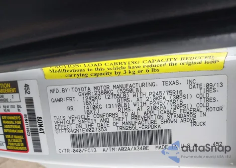 2014 Toyota Tacoma Prerunner from USA, damaged, VIN 5TFTX4GN1EX027353